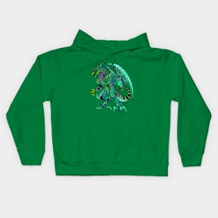 green jade mexican quetzalcoatl dragon armor mecha beast ecopop art Kids Hoodie